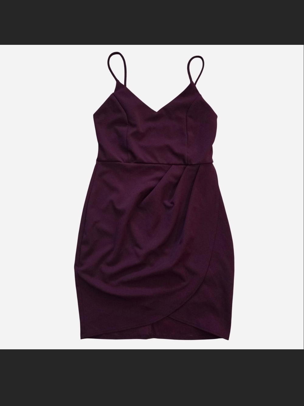 Lulu's Plum Spaghetti-Strap Wrap-Front Mini Dress